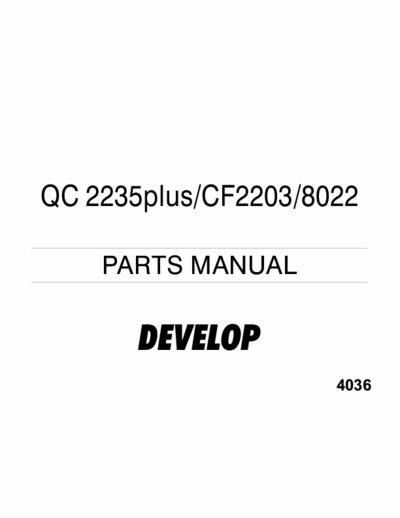 Develop QC2235 plus Develop QC2235 plus - Parts Catalog